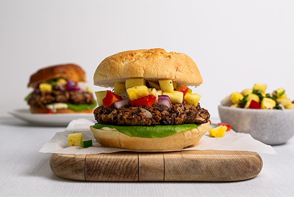 Black Soybean Burgers with Pineapple Salsa