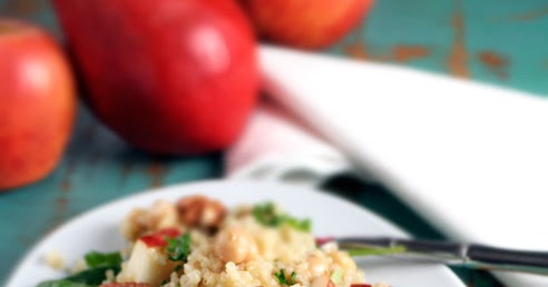 Quinoa Salad with Pears, Baby Spinach, Pecans + Maple Vinaigrette